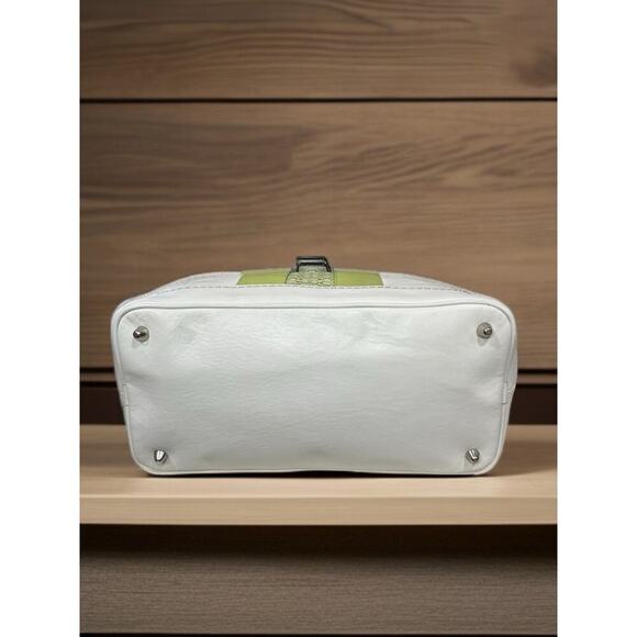 Y2K Coach F11345 Hamptons Leather Striped Satchel Bag & Mini Signature Wristlet - Picture 5 of 16